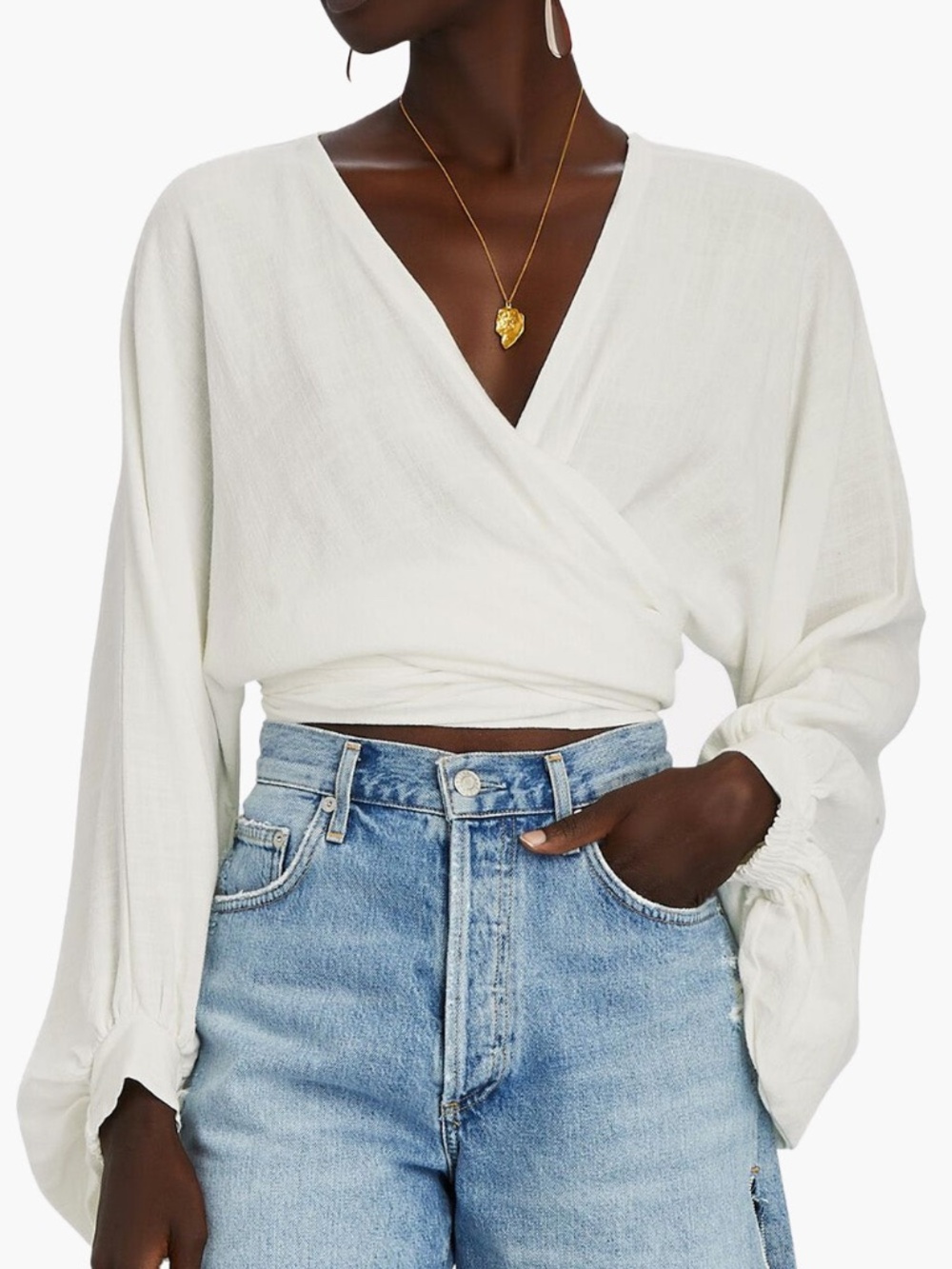 NWT JBQ Adri Top White Tie Front Linen Blend Blouse Size S
